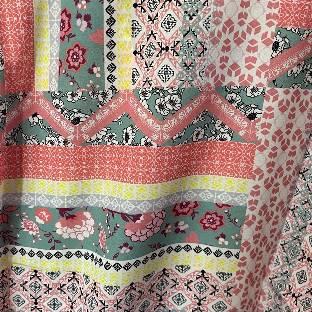Womens 3/4 Sleeve MultiPrint Multi Color Boho Style Top Size 12 (Large) NWOT - Picture 12 of 16